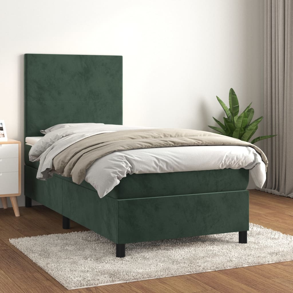Sommier à lattes de lit avec matelas Vert foncé 90x190 cm XIOS