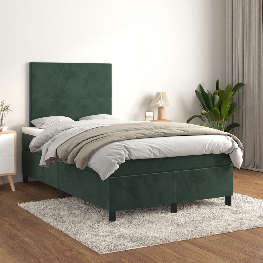Sommier à lattes de lit et matelas Vert foncé 120x200cm Velours XIOS