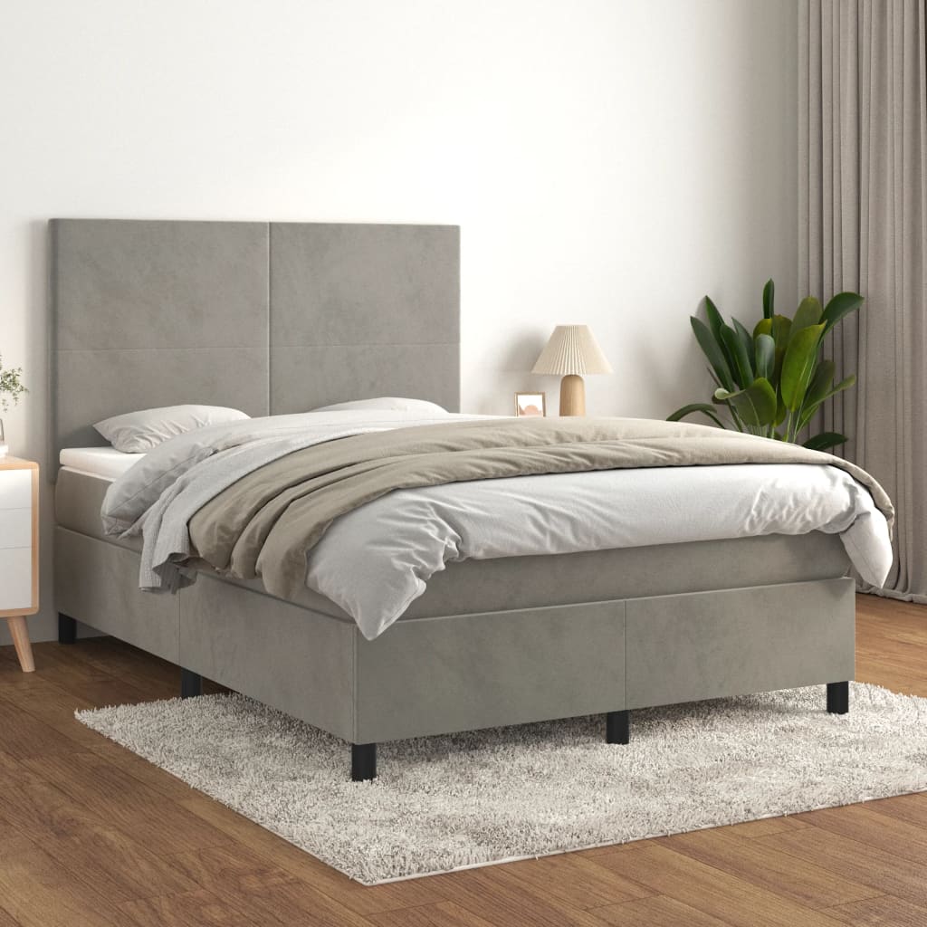 Sommier à lattes de lit et matelas Gris clair 140x190cm Velours - XIOS