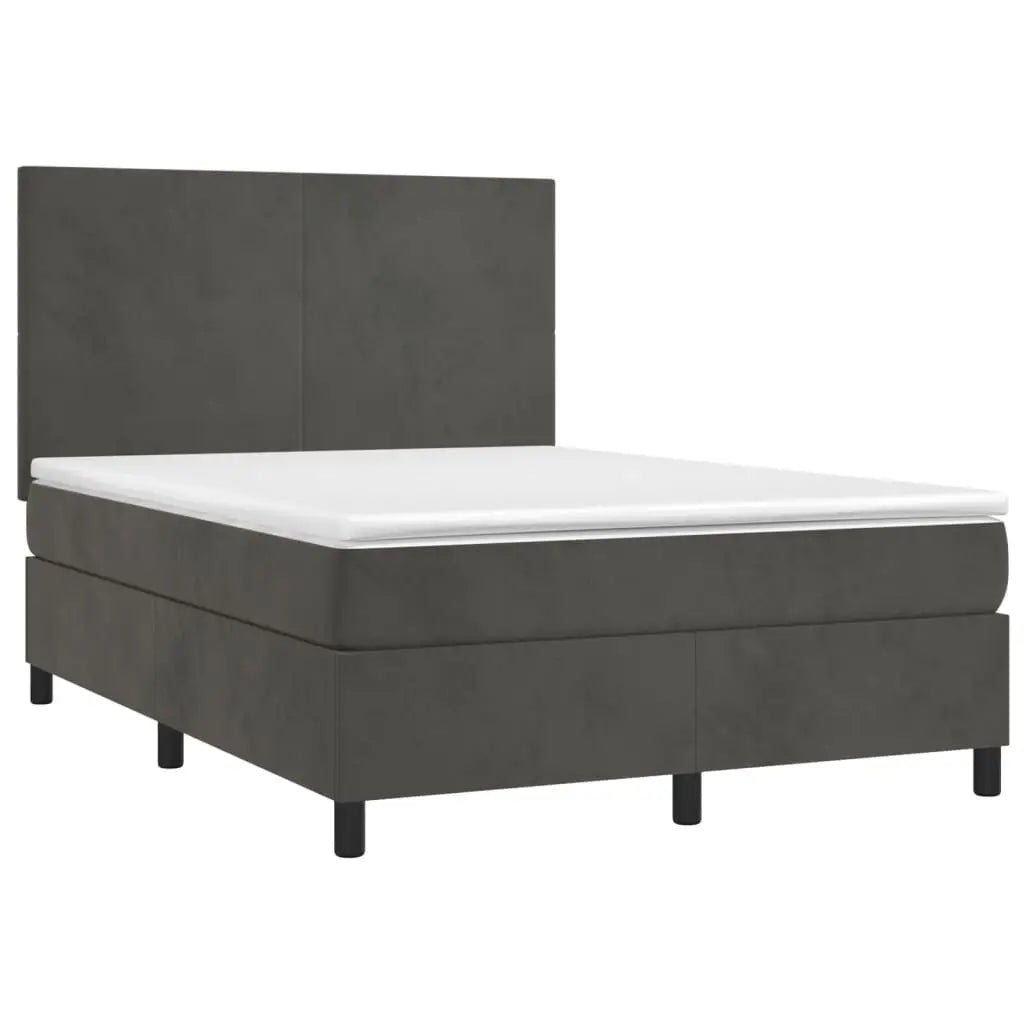 Sommier à lattes de lit et matelas Gris foncé 140x190cm Velours - XIOS