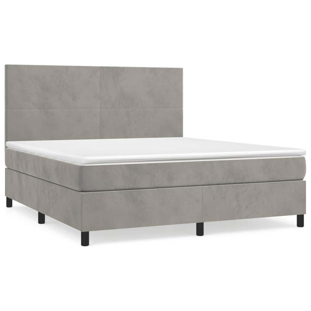 Sommier à lattes de lit et matelas Gris clair 160x200cm Velours - XIOS