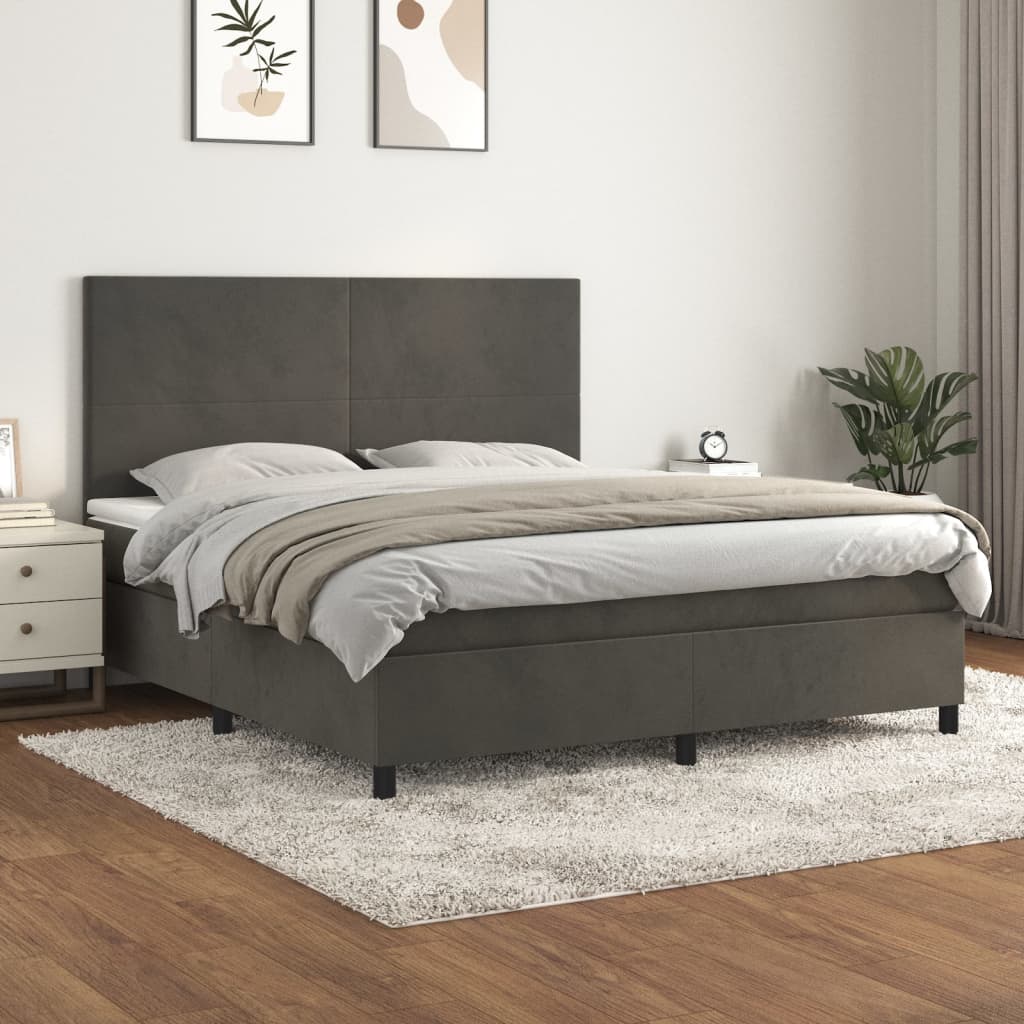 Sommier à lattes de lit et matelas Gris foncé 160x200cm Velours XIOS