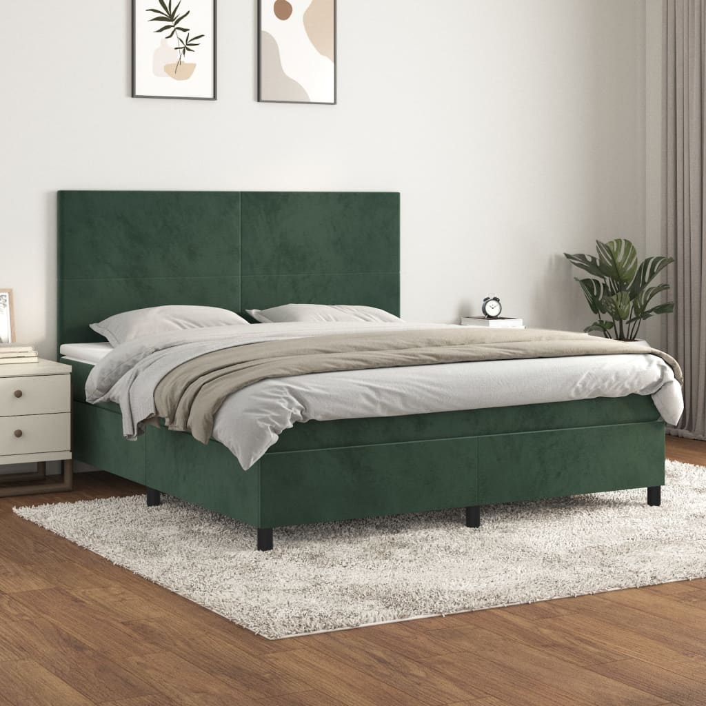 Sommier à lattes de lit et matelas Vert foncé 160x200cm Velours - XIOS