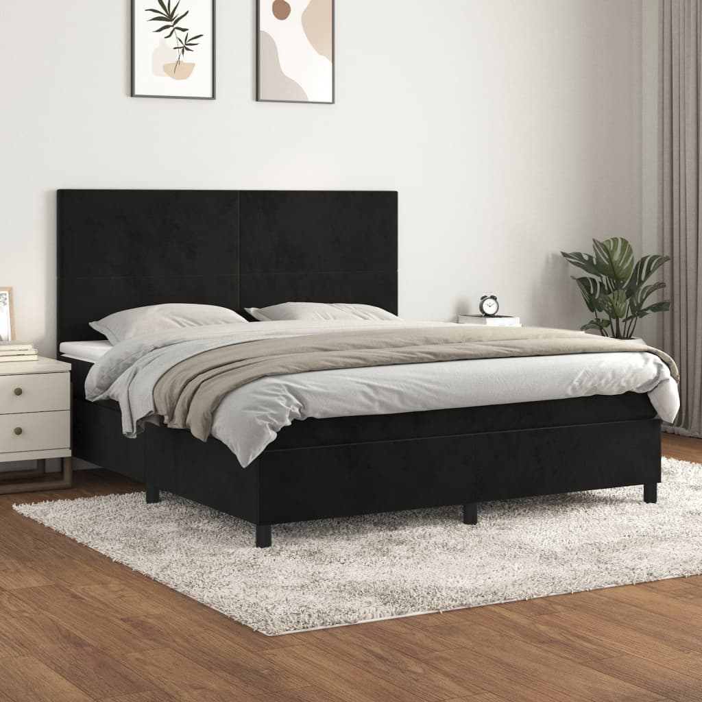 Sommier à lattes de lit avec matelas Noir 180x200 cm Velours - XIOS