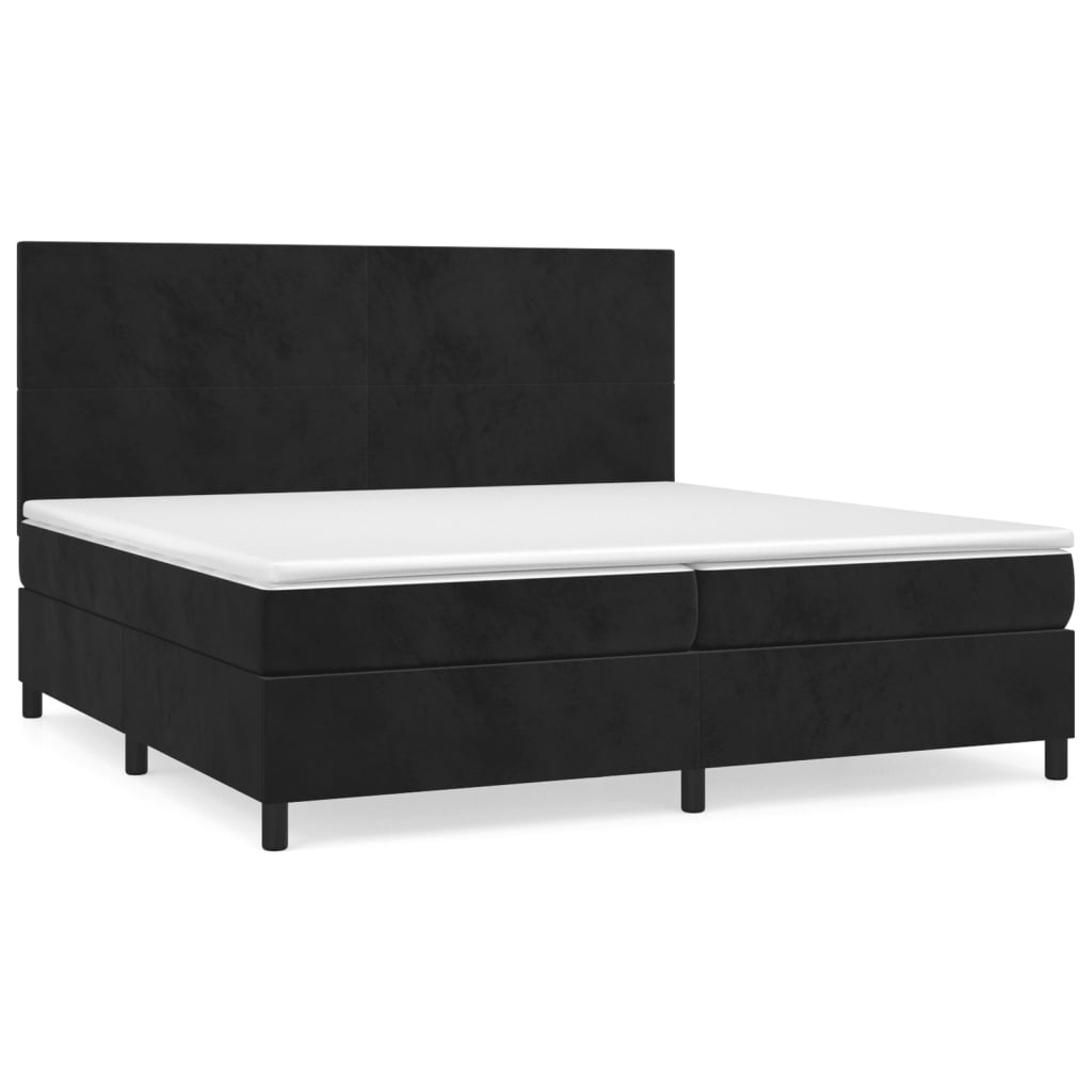 Sommier à lattes de lit et matelas Noir 200x200 cm Velours - XIOS
