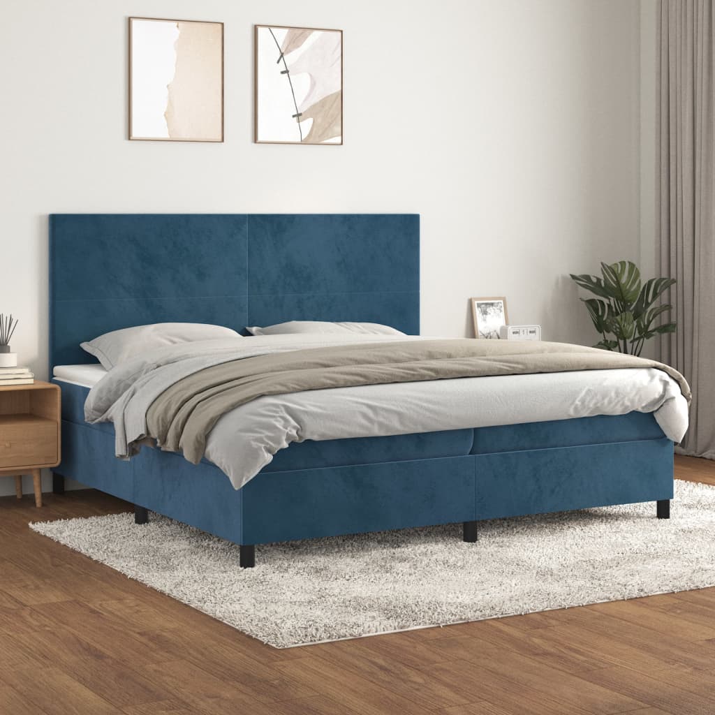 Sommier à lattes de lit et matelas Bleu foncé 200x200cm Velours - XIOS