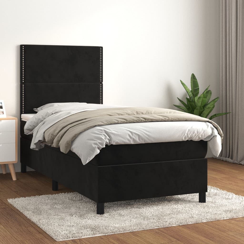 Sommier à lattes de lit et matelas Noir 80x200 cm Velours - XIOS