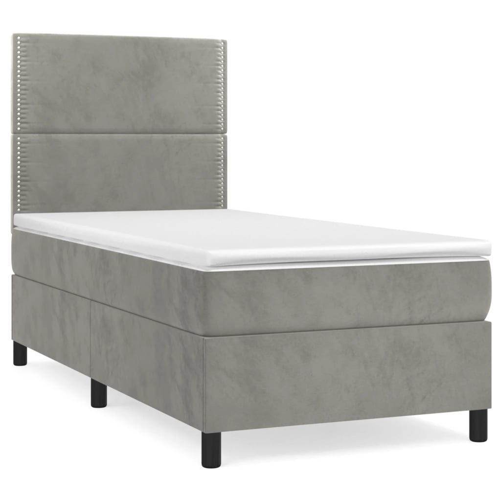 Sommier à lattes de lit et matelas Gris clair 90x190 cm Velours - XIOS