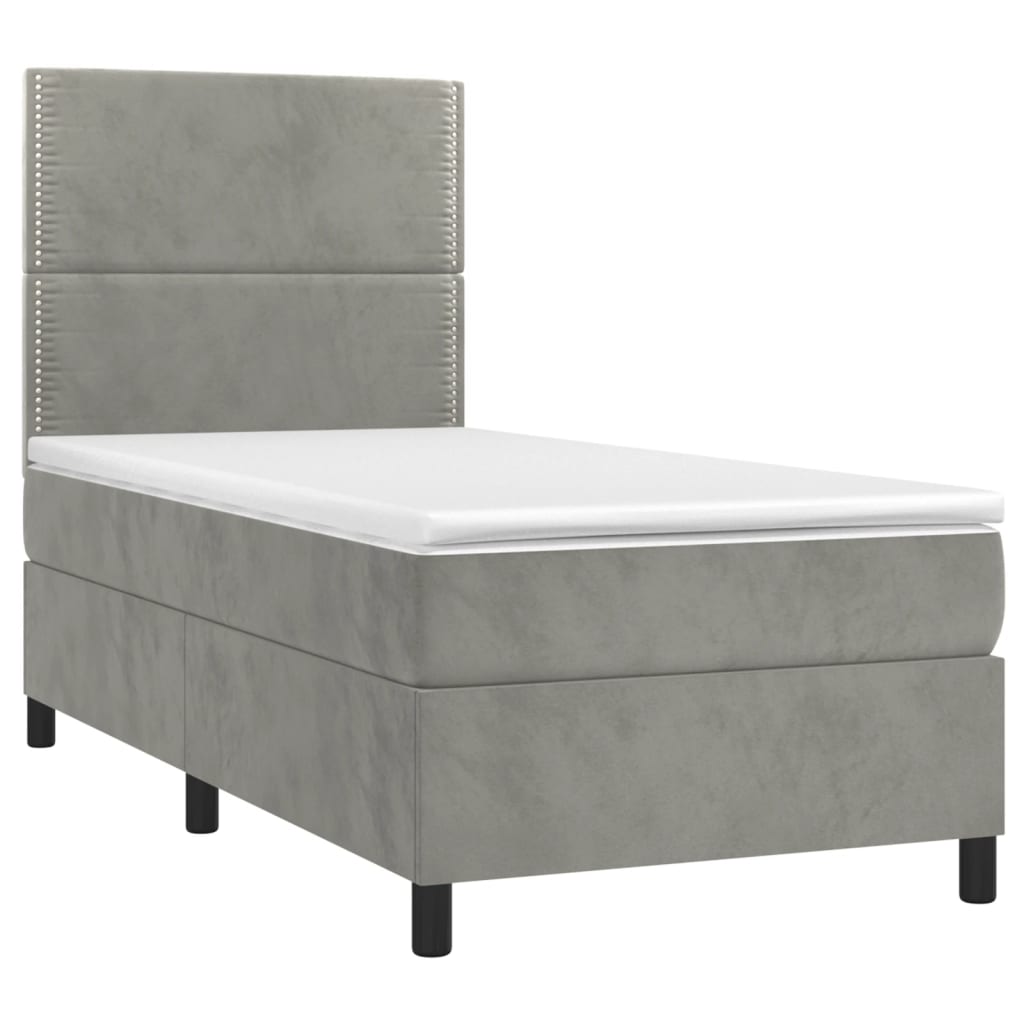 Sommier à lattes de lit et matelas Gris clair 90x190 cm Velours - XIOS