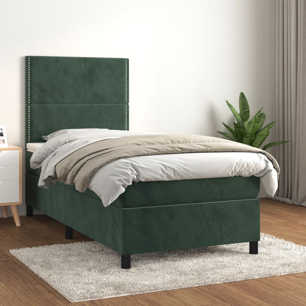 Sommier à lattes de lit avec matelas Vert foncé 90x190 cm XIOS