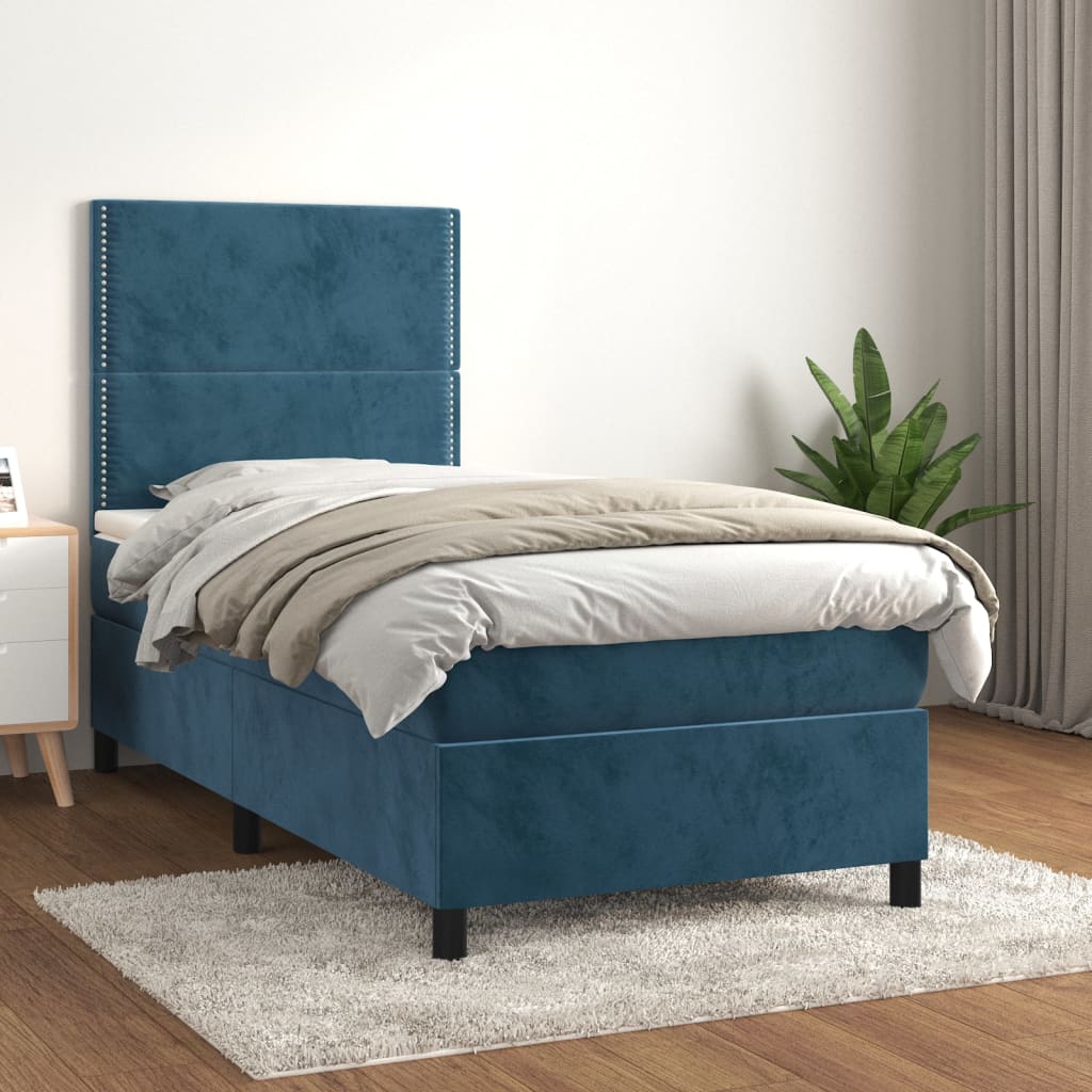 Sommier à lattes de lit avec matelas Bleu foncé 90x190 cm - XIOS