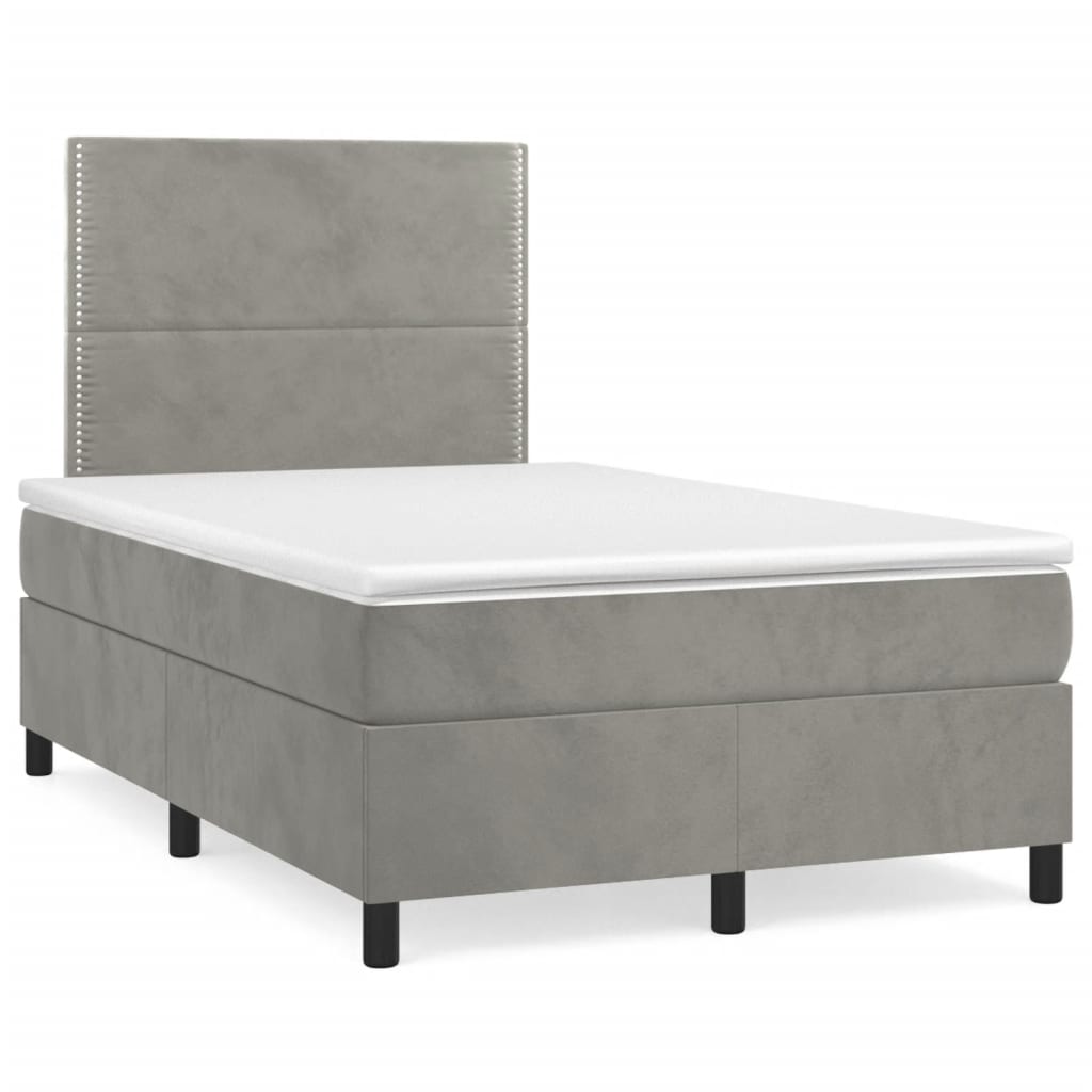 Sommier à lattes de lit et matelas Gris clair 120x200cm Velours - XIOS