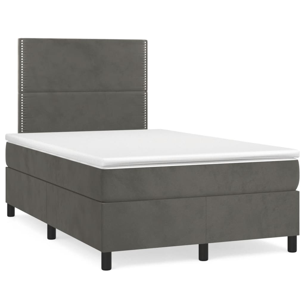Sommier à lattes de lit et matelas Gris foncé 120x200cm Velours - XIOS