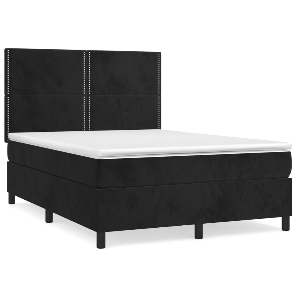 Sommier à lattes de lit avec matelas Noir 140x200 cm Velours - XIOS