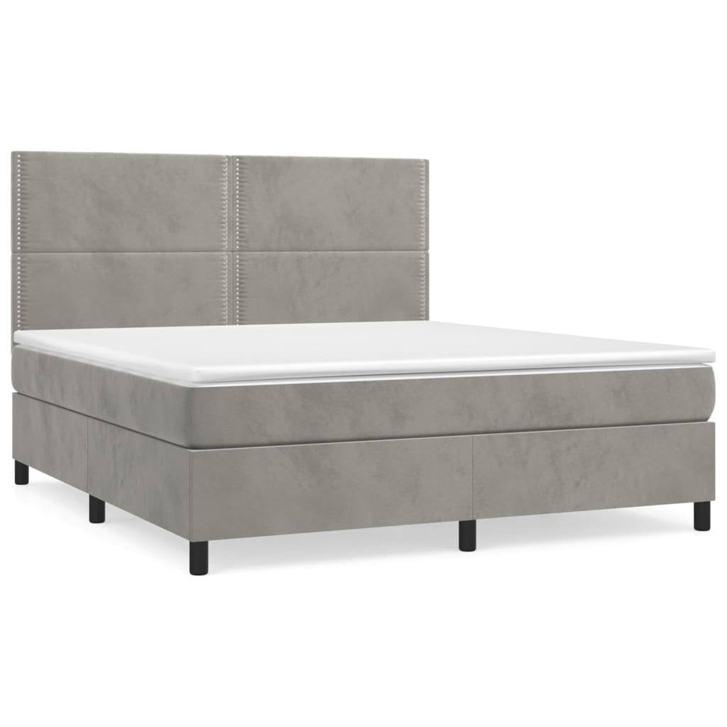 Sommier à lattes de lit et matelas Gris clair 180x200cm Velours - XIOS