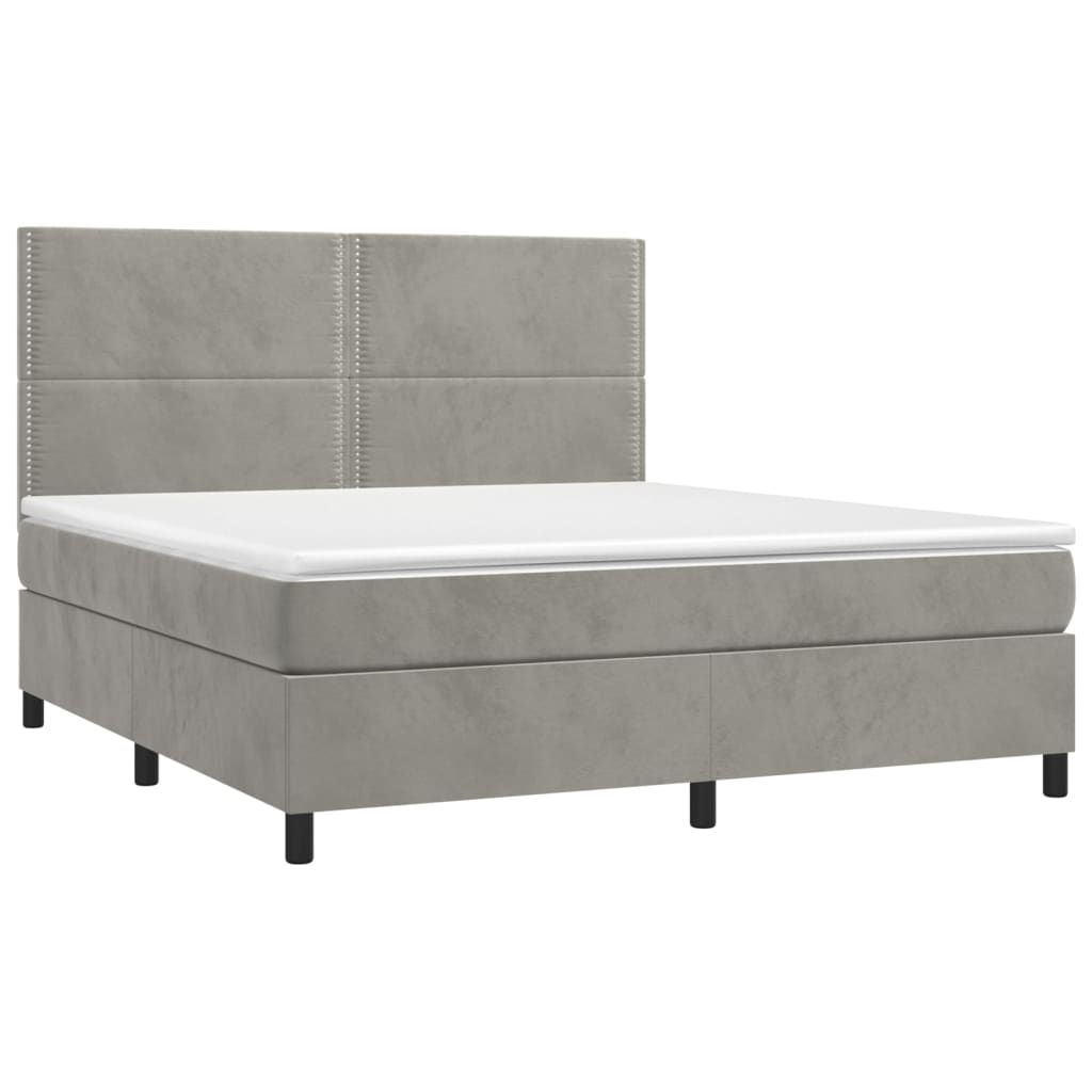 Sommier à lattes de lit et matelas Gris clair 180x200cm Velours - XIOS