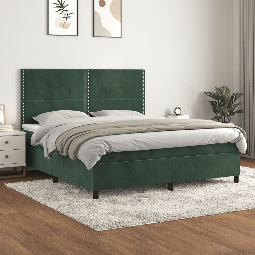 Sommier à lattes de lit et matelas Vert foncé 180x200cm Velours - XIOS