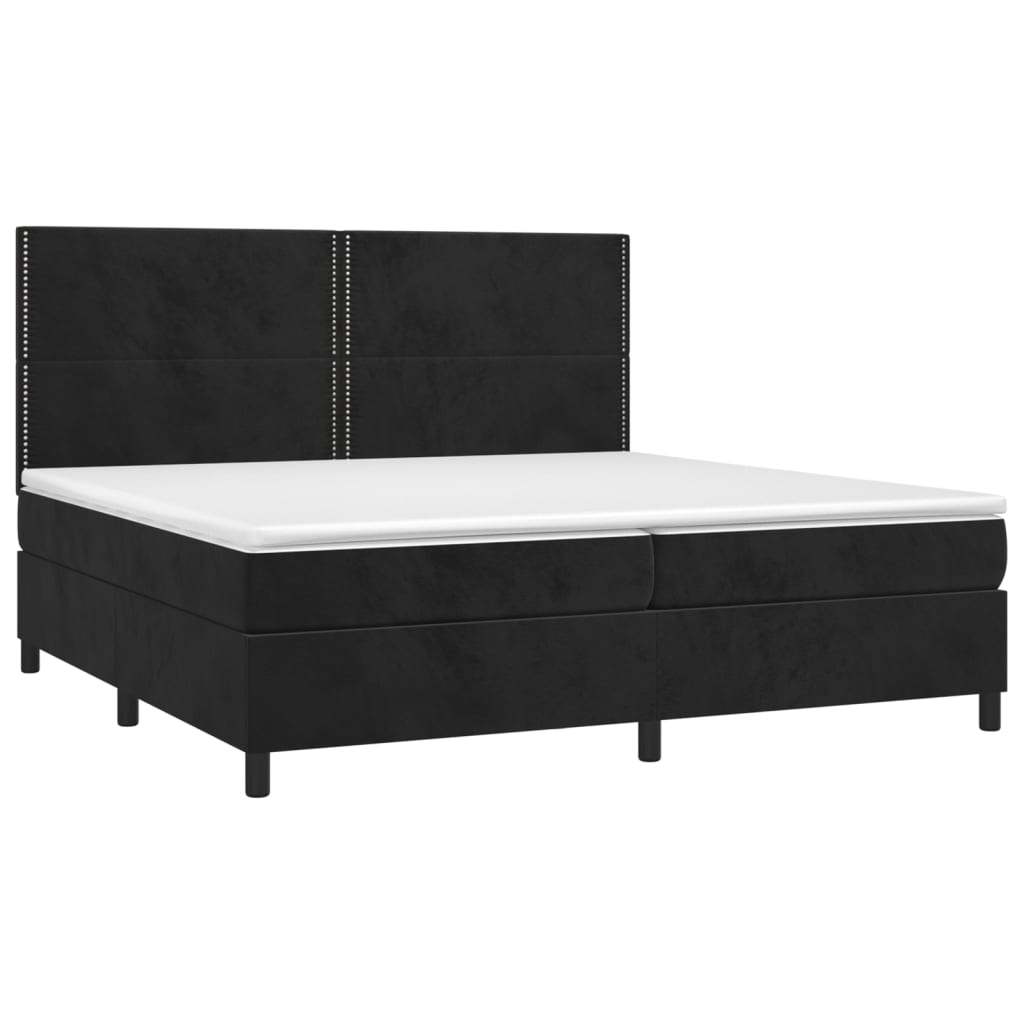 Sommier à lattes de lit et matelas Noir 200x200 cm Velours - XIOS