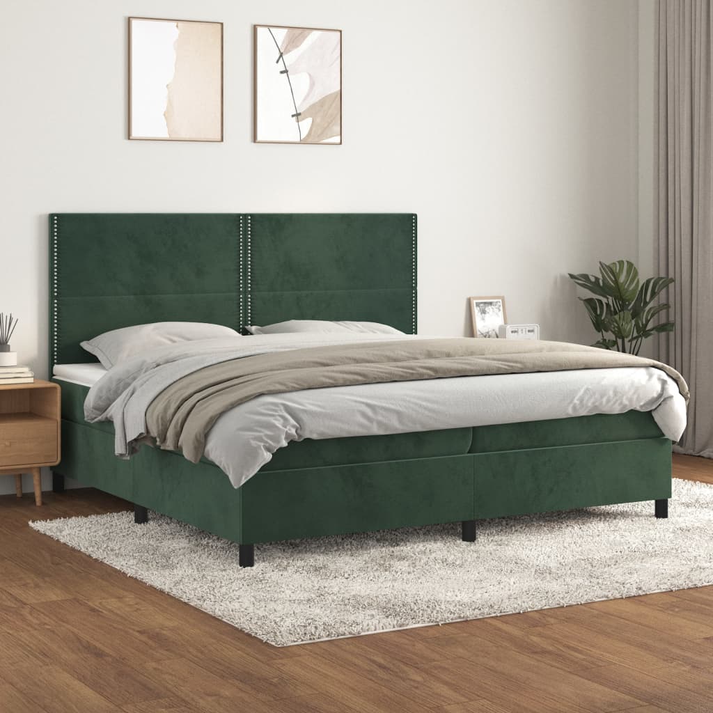 Sommier à lattes de lit et matelas Vert foncé 200x200cm Velours - XIOS