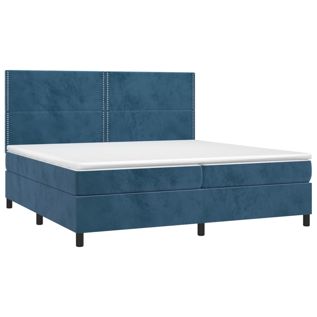 Sommier à lattes de lit et matelas Bleu foncé 200x200cm Velours - XIOS