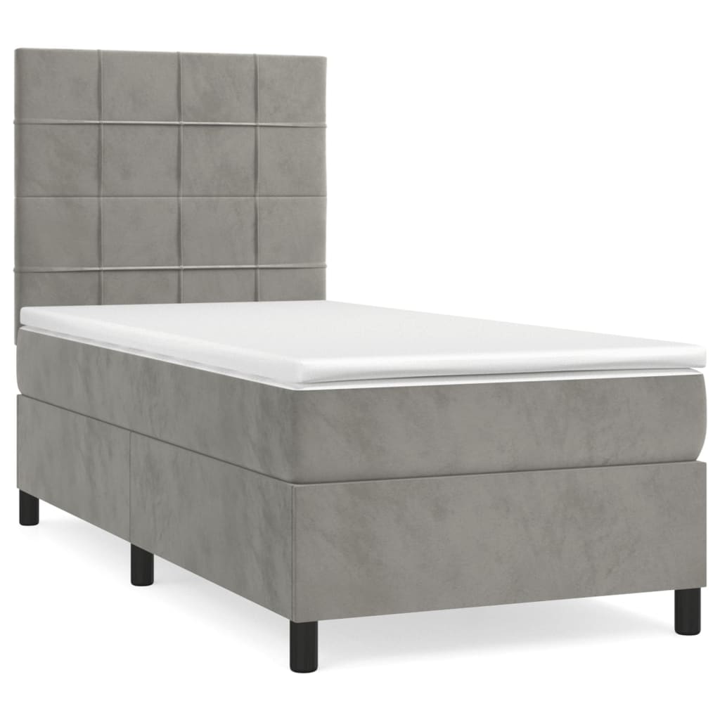 Sommier à lattes de lit et matelas Gris clair 100x200cm Velours - XIOS