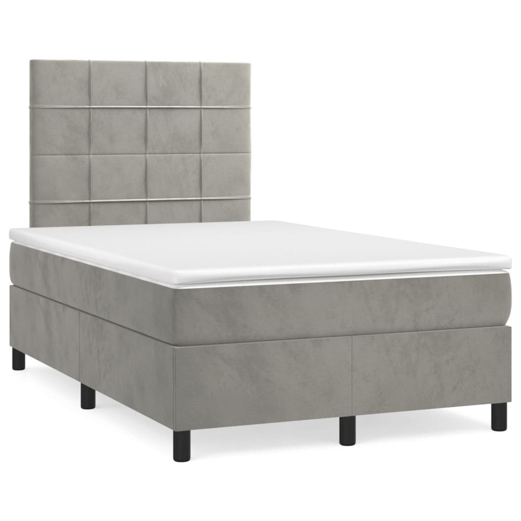 Sommier à lattes de lit et matelas Gris clair 120x200cm Velours - XIOS