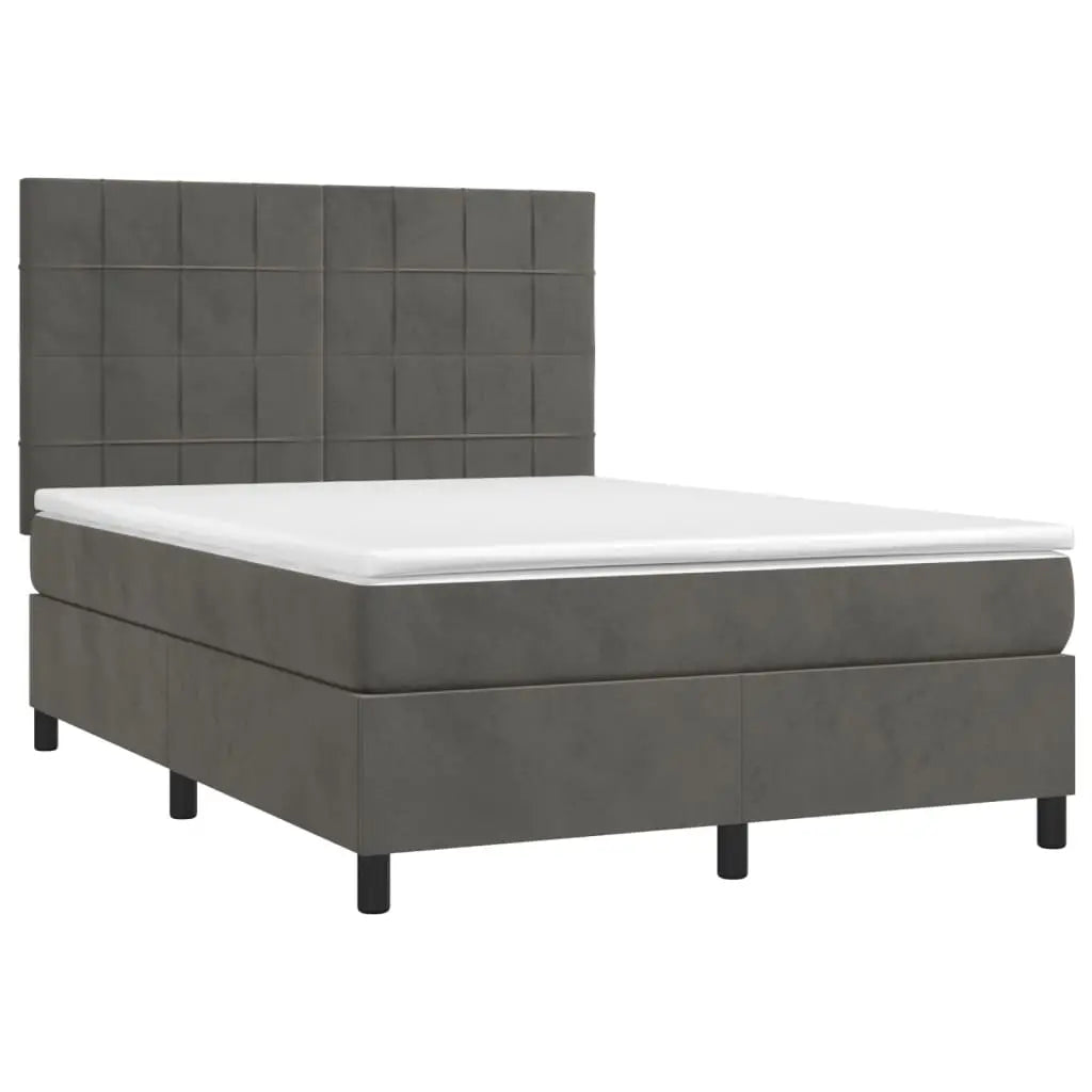 Sommier à lattes de lit et matelas Gris foncé 140x190cm Velours - XIOS