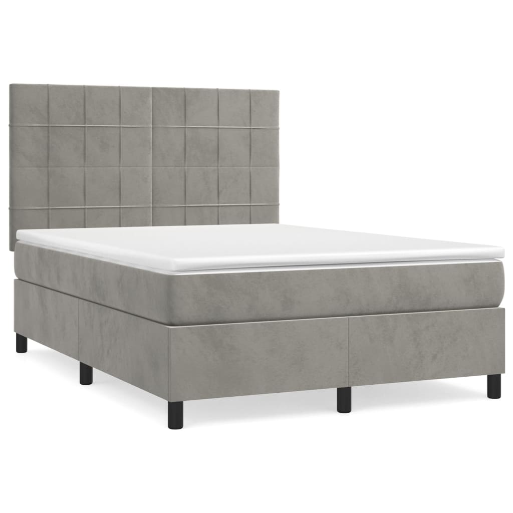 Sommier à lattes de lit et matelas Gris clair 140x200cm Velours - XIOS