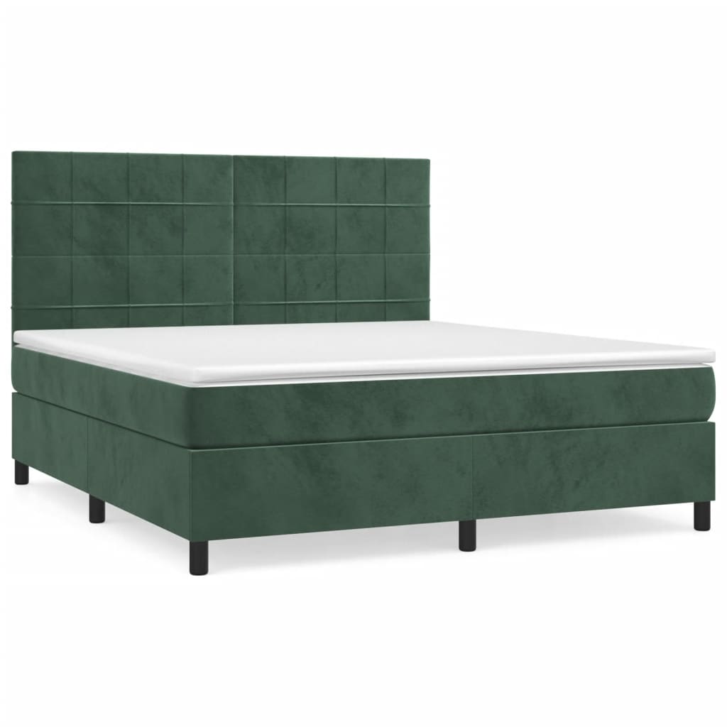 Sommier à lattes de lit et matelas Vert foncé 160x200cm Velours XIOS