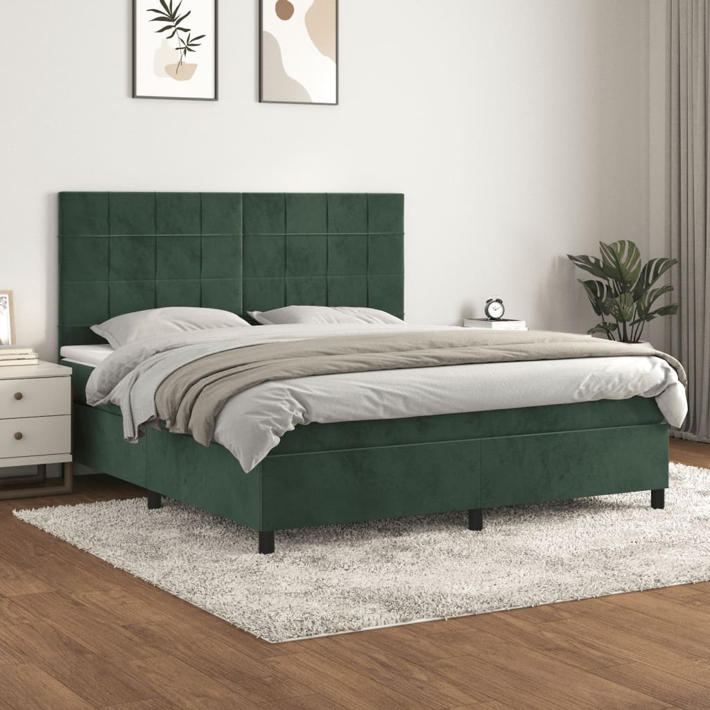 Sommier à lattes de lit et matelas Vert foncé 160x200cm Velours XIOS