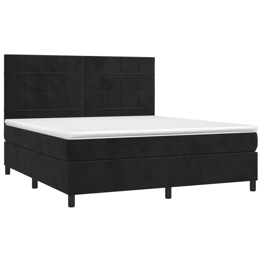 Sommier à lattes de lit avec matelas Noir 180x200 cm Velours Lits & cadres de lit vidaXL