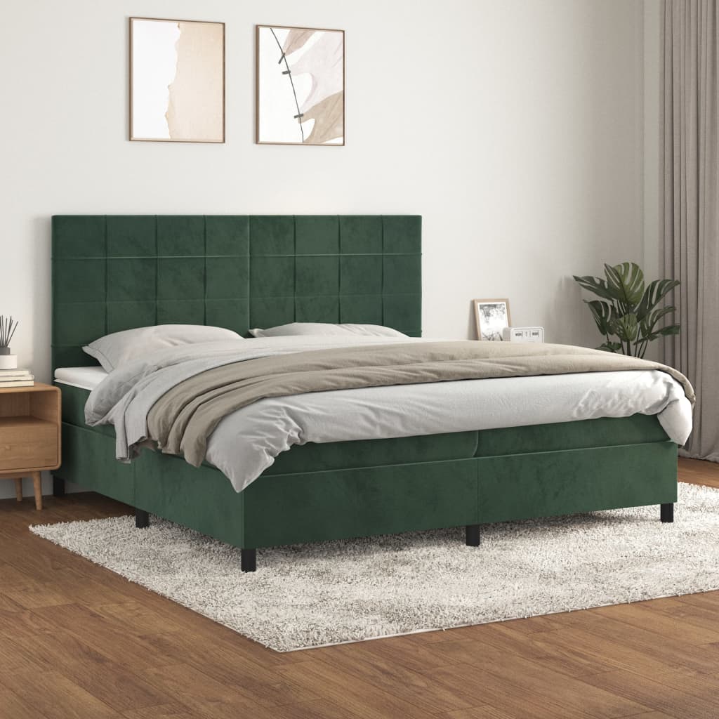 Sommier à lattes de lit et matelas Vert foncé 200x200cm Velours - XIOS