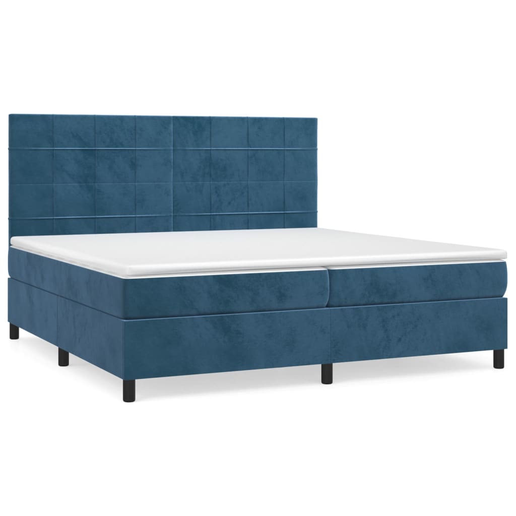 Sommier à lattes de lit et matelas Bleu foncé 200x200cm Velours - XIOS