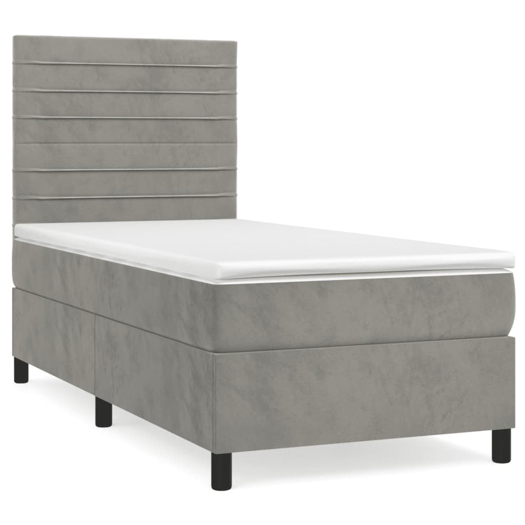 Sommier à lattes de lit et matelas Gris clair 90x190 cm Velours - XIOS