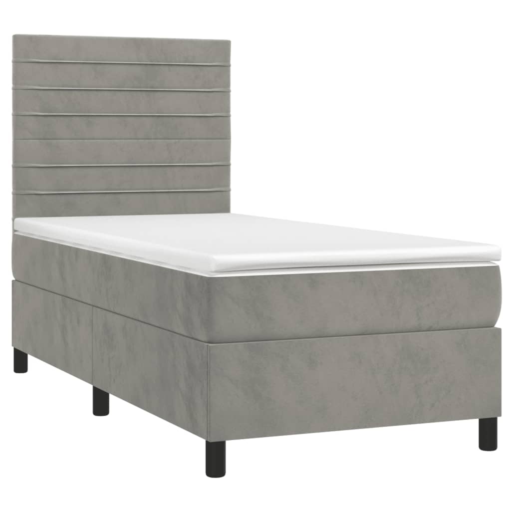 Sommier à lattes de lit et matelas Gris clair 90x190 cm Velours - XIOS