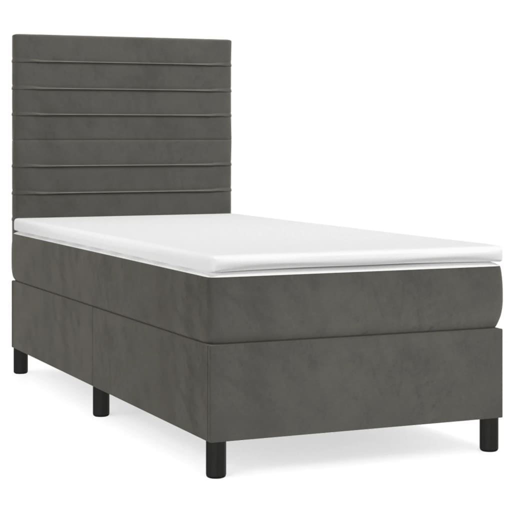 Sommier à lattes de lit et matelas Gris foncé 90x190 cm Velours - XIOS