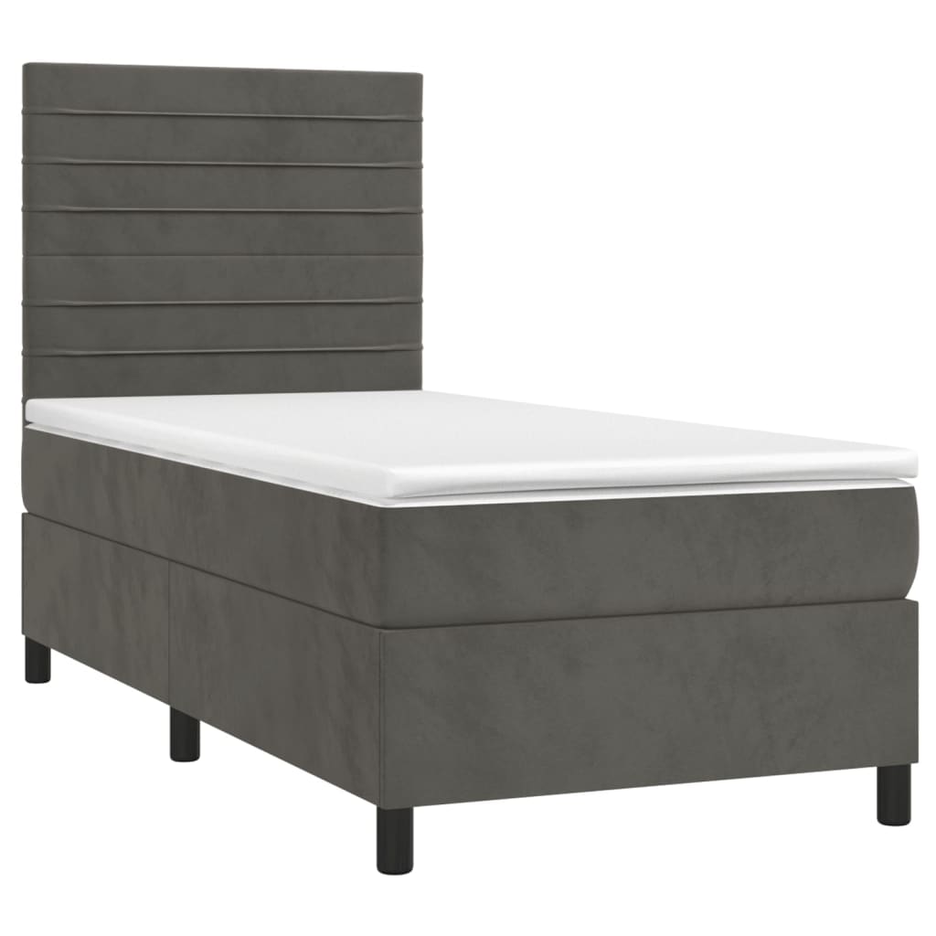 Sommier à lattes de lit et matelas Gris foncé 90x190 cm Velours - XIOS