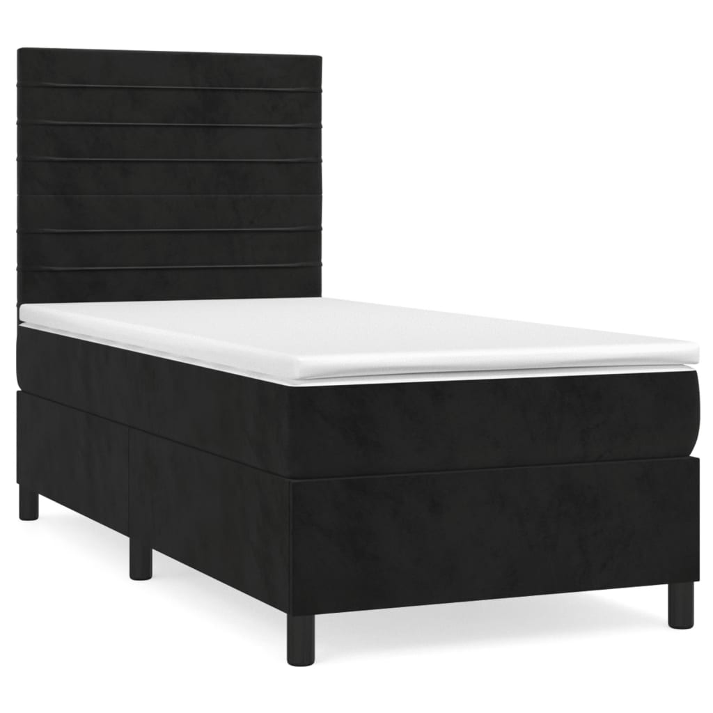 Sommier à lattes de lit avec matelas Noir 90x200 cm Velours - XIOS