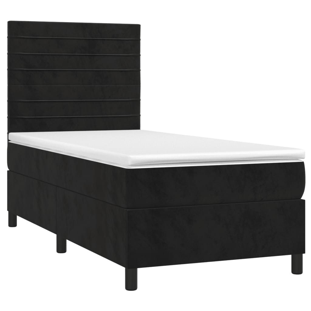 Sommier à lattes de lit avec matelas Noir 90x200 cm Velours - XIOS