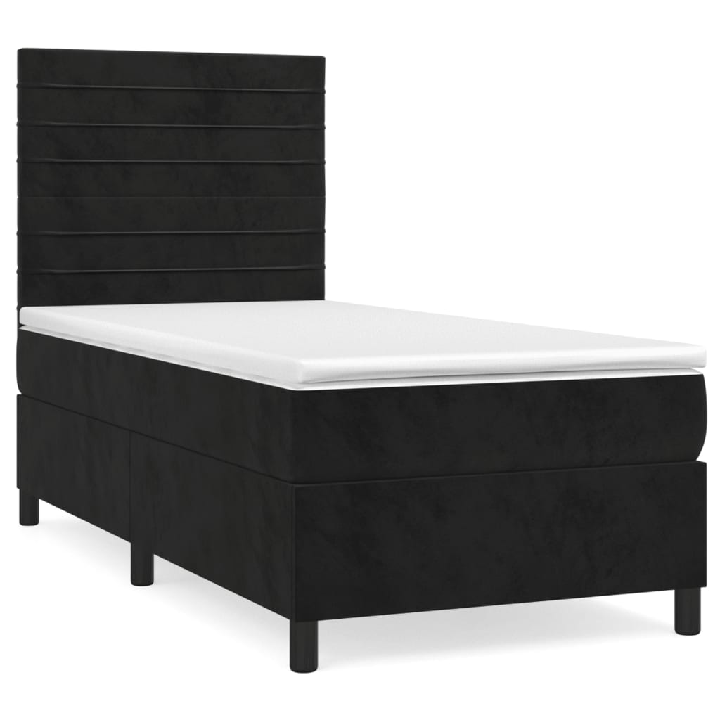 Sommier à lattes de lit avec matelas Noir 100x200 cm Velours - XIOS