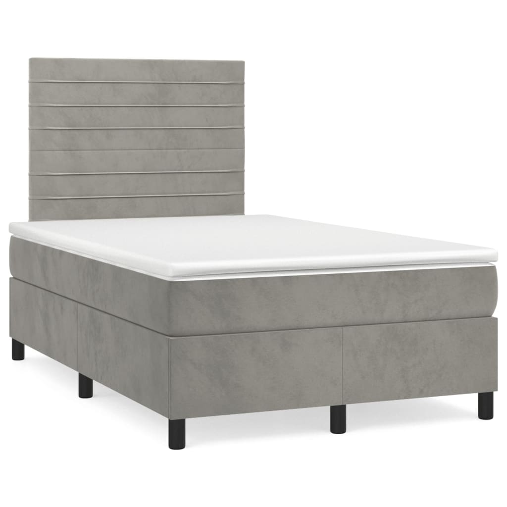 Sommier à lattes de lit et matelas Gris clair 120x200cm Velours - XIOS
