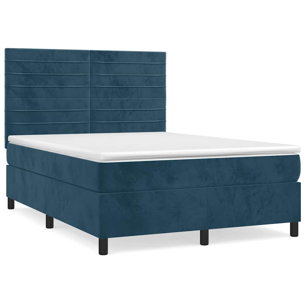 Sommier à lattes de lit et matelas Bleu foncé 140x190cm Velours - XIOS