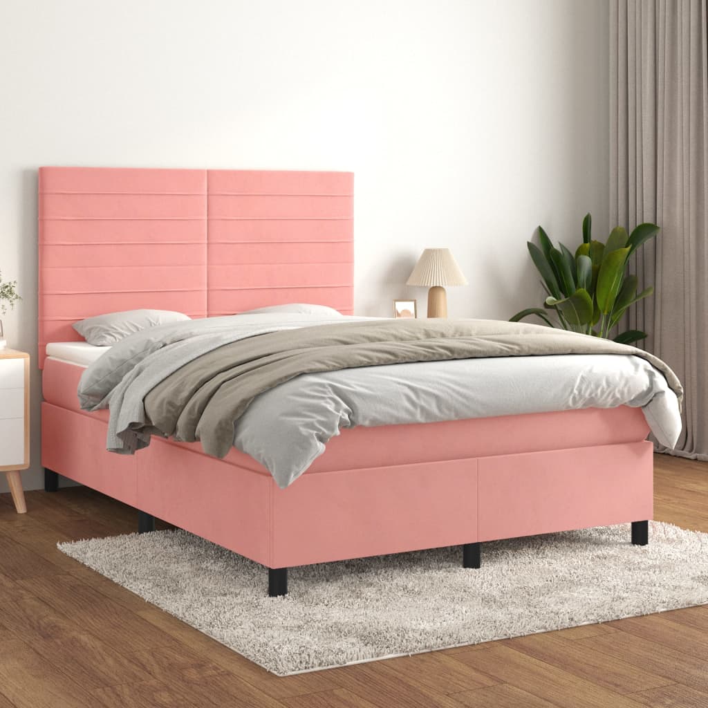 Sommier à lattes de lit avec matelas Rose 140x190 cm Velours - XIOS
