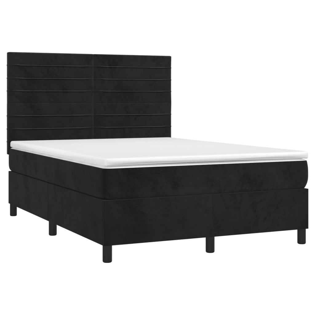 Sommier à lattes de lit avec matelas Noir 140x200 cm Velours - XIOS