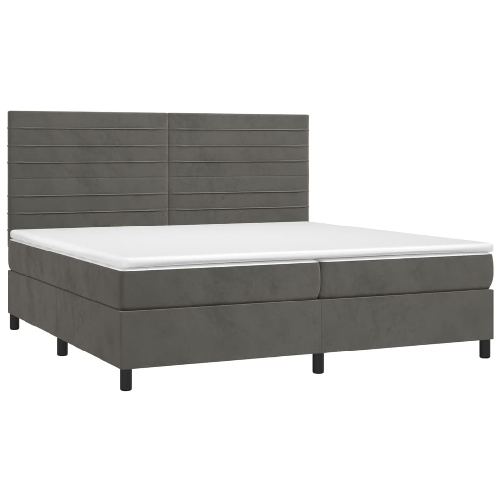 Sommier à lattes de lit et matelas Gris foncé 200x200cm Velours - XIOS