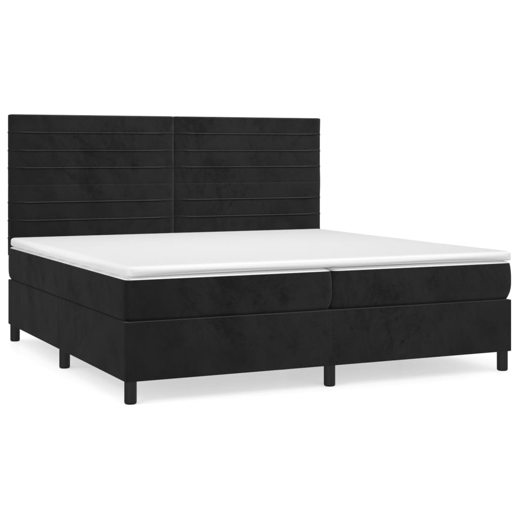 Sommier à lattes de lit et matelas Noir 200x200 cm Velours - XIOS