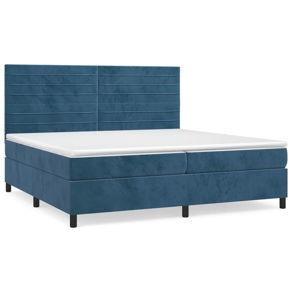 Sommier à lattes de lit et matelas Bleu foncé 200x200cm Velours - XIOS