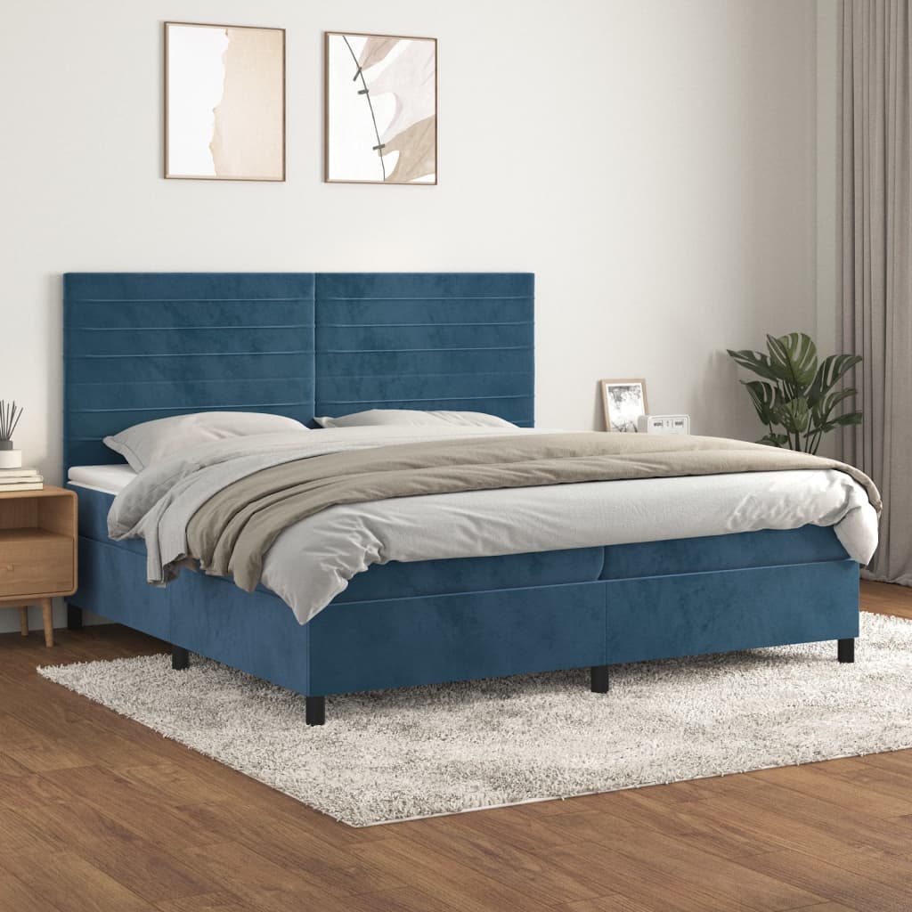 Sommier à lattes de lit et matelas Bleu foncé 200x200cm Velours - XIOS