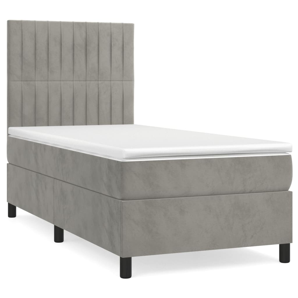 Sommier à lattes de lit et matelas Gris clair 80x200 cm Velours - XIOS