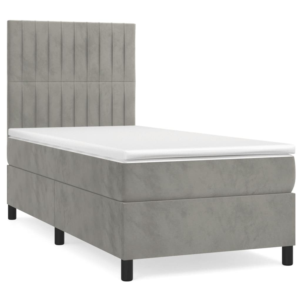 Sommier à lattes de lit et matelas Gris clair 90x190 cm Velours - XIOS